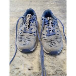 On Running Athletic Shoes in Light Blue and Gray
